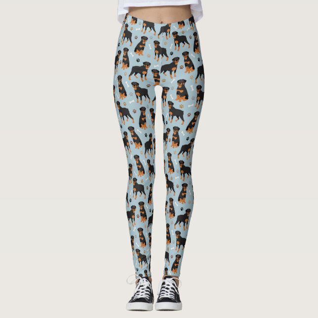 Leggings Bones et pattes de chien Rottweiler (Devant)