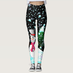 Leggings Bonhomme de neige "Joyeux Noël" personnalisé