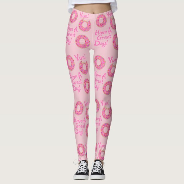 Leggings Bonne journée Donut Slogan Motif (Devant)