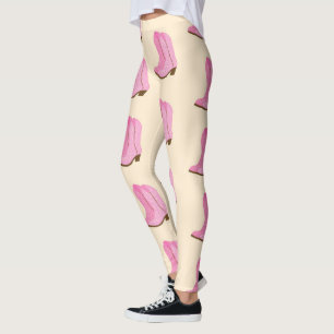 Leggings Boots Cowboy Pink Country Texas Ranch