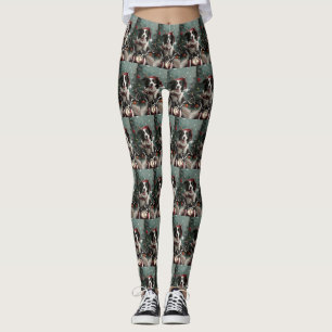 Leggings Bordure Collie Chien équitation Moto Noël