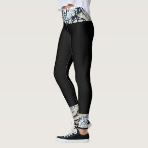 Leggings Bordure de ceinture Abstraite noire/noire blanche
