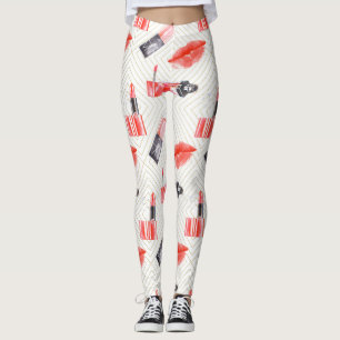 Leggings Bouche de baiser avec Motif de bâton à lèvres