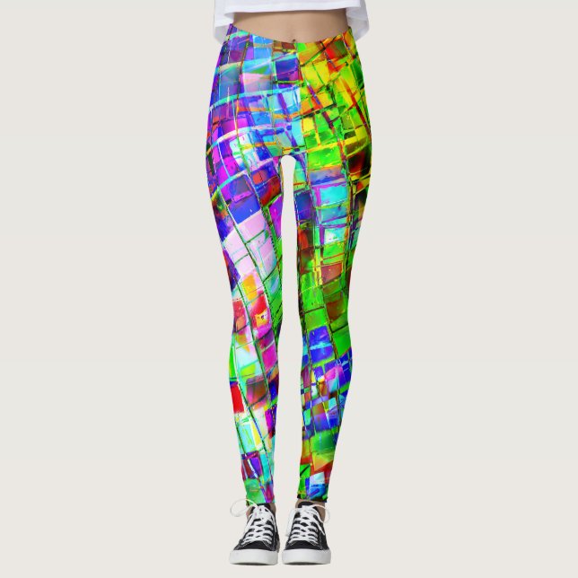 Leggings Boule Disco Planète Psychédélique (Devant)