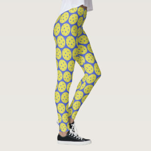 Leggings Boule jaune drôle de Pickleball et sports bleus