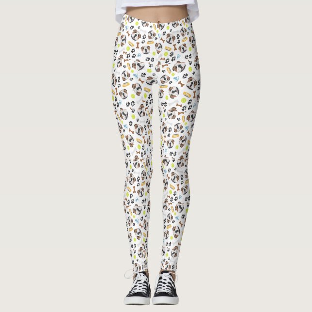 Leggings Bouledogue de sourire de l'anglais de chien (Devant)