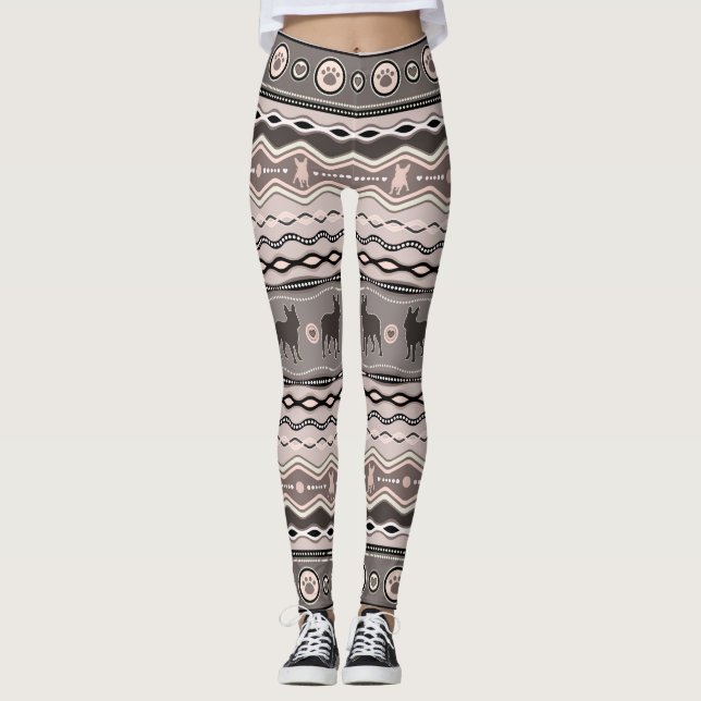Leggings Bouledogue français - motif décoratif aux pastels (Devant)