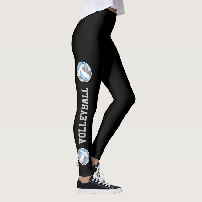 Leggings boules volleybales bleu gris avec texte sur les ja (Droite)
