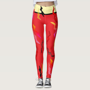 Leggings Boulons de foudre Crème noire rouge