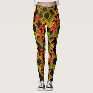 Leggings Bouquet d'automne noir