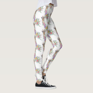 Leggings Bouquet de fleurs colorées Giraffes - Dessin Moder
