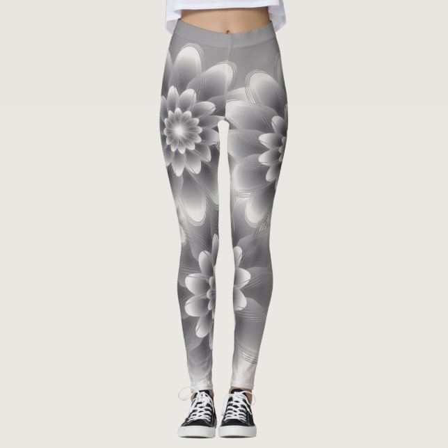 Leggings Bouquet de pétales d'argent (Devant)