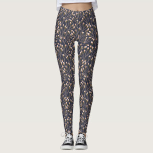 Leggings Bourgeons roses délicats sur branches brunes