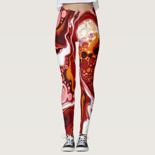 Leggings Bourgogne et blanc Digital Fluid Art