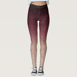 Leggings Bourgogne moderne et Rose Gold Parties scintillant