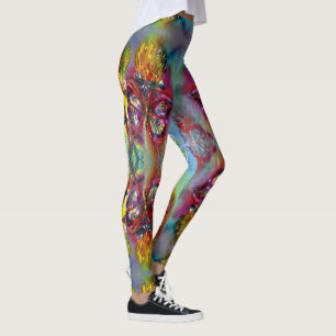 LEGGINGS BOUTEILLES ROUGES SUR THISTLES JAUNES, CIEL BLEU F