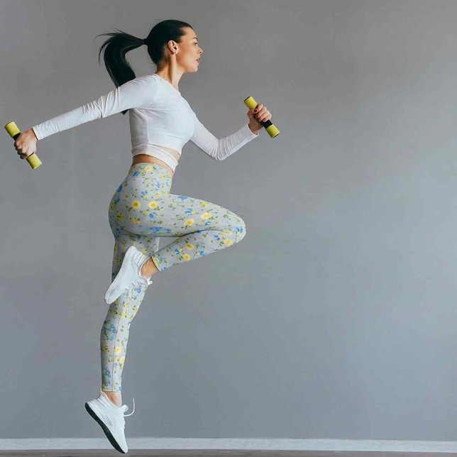 Leggings Boutons jaunes et Iris bleu (Créateur téléchargé)