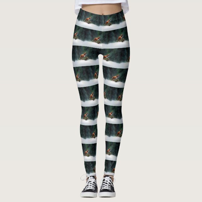 Leggings Boxe neige de Noël hiver (Devant)
