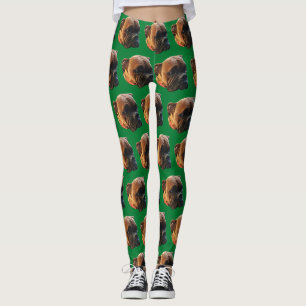 Leggings Boxer Dog Photo Hunter Green