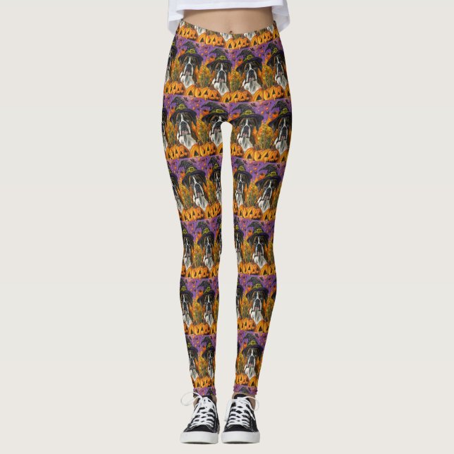 Leggings Boxer éffrayant Halloween sorcière et Citrouille (Devant)
