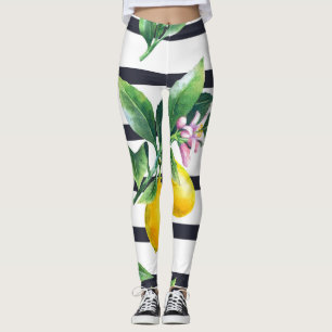 Leggings Branche de citron : lisière d'aquarelle d'agrumes