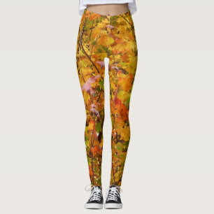 Leggings Branches de Maple Feuilles II Orange Automne