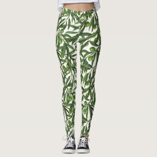 Leggings Branches d'olive sur blanc