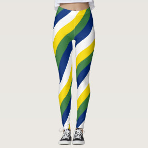Leggings Brésil Couleurs du drapeau national diagonales tri