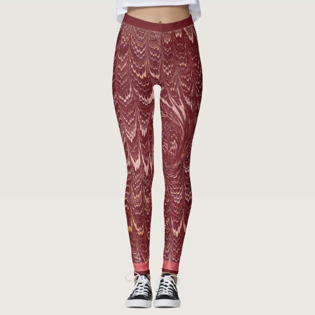 Leggings brick red marble print (Devant)