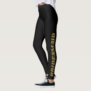 Leggings Bridesmaid Bridal Bachelorette Party Atteint Noir