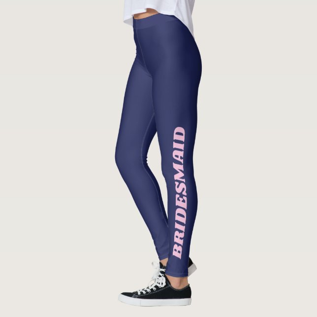 Leggings Bridesmaid Squad Bachelorette Party Blue Letters (Gauche)