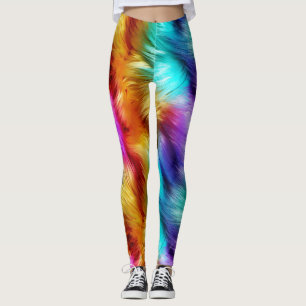 Leggings Bright Rainbow fausse texture de fourrure monstre