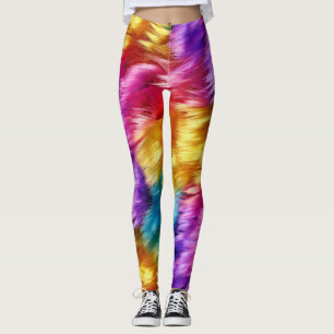 Leggings Bright Rainbow fausse texture de fourrure monstre