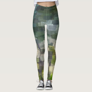 Leggings Brique Abstraite Été Vert