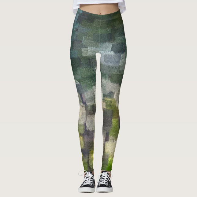 Leggings Brique Abstraite Été Vert (Devant)