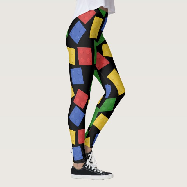 Leggings Briques de jouets Imprimer Rouge, Jaune, Vert, Ble (Droite)