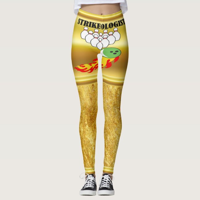 Leggings Broches de quilles et boule avec le mot STRIKEOLOG (Devant)