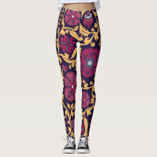 Leggings Broderie fleurie ouzbèke, motif vintage.