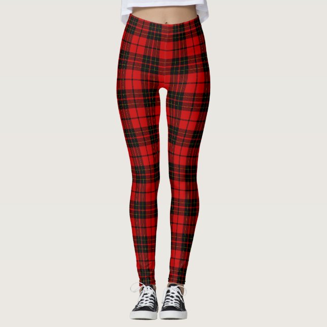 Leggings Brodie tartan rouge noir plaid (Devant)
