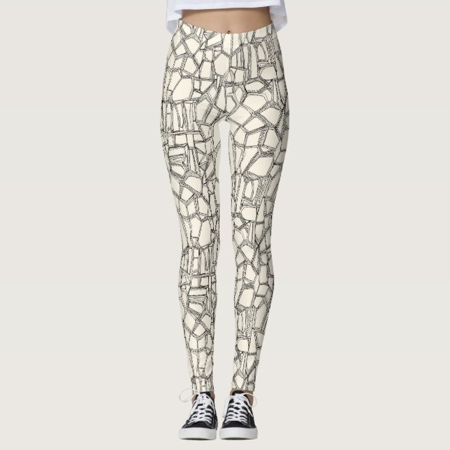 Leggings BROKEN noir blanc (Devant)