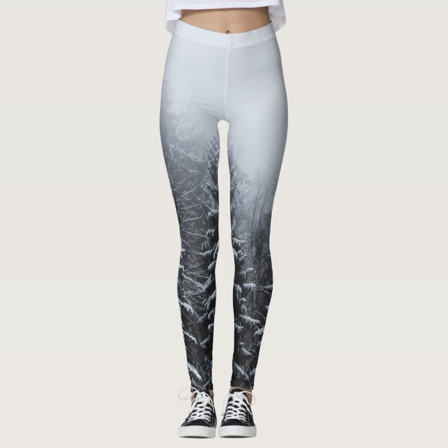 Leggings Brouillard sur la forêt d'épinette couverte de nei (Devant)