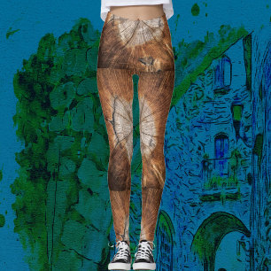 Leggings Brown Bois Abstrait Art Moderne Chic Party DÉCON