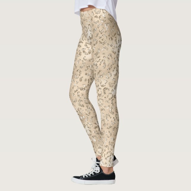 Leggings Brown Cheetah Leopard Skin Imprimer Motif Animal (Gauche)