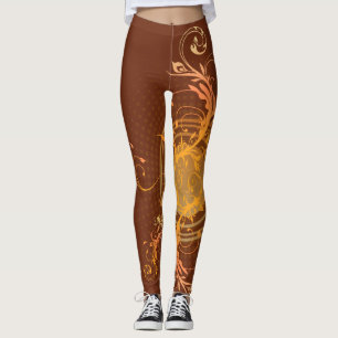 Leggings Brown Gold Swirl