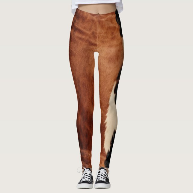 Leggings Brown Noir Noir Faux Cowhide (Devant)