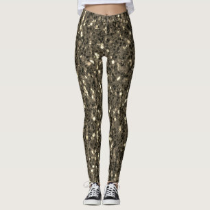 Leggings Brown or sépia scintille faux parties scintillant