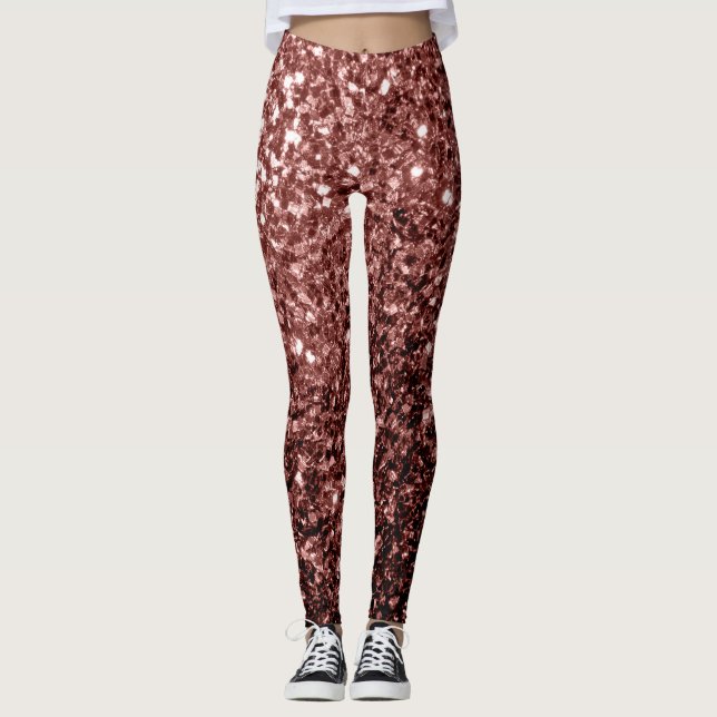 Leggings Brown rouge faux Parties scintillant scintille (Devant)