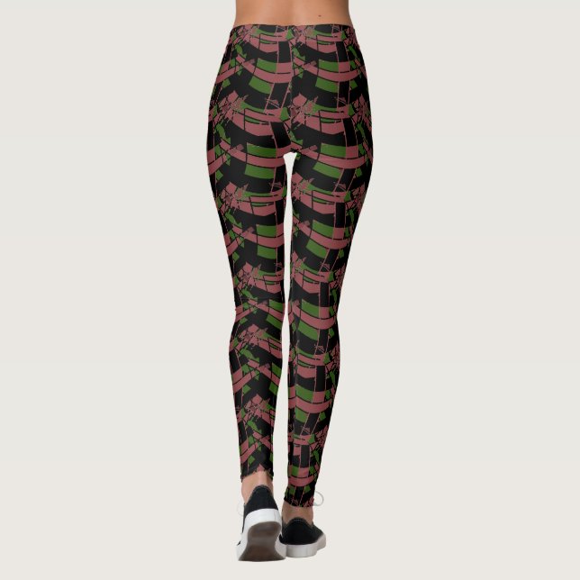 Leggings Brown vert et noir Abstrait jambon de yoga (Dos)