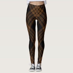 Leggings Brun diagonal à la mode de noir de plaid de tarta