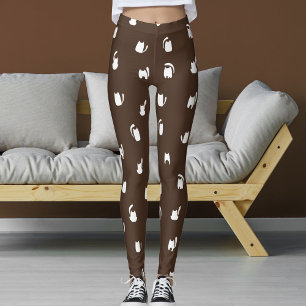 Leggings Brun foncé Blanc Animaux Animaux de compagnie Chat